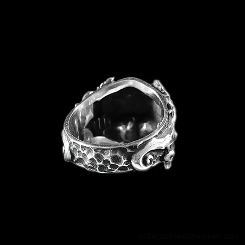 Masonic skull gothic ring stainless steel band showcasing complete Masonic symbolism and dark romantic aesthetic
