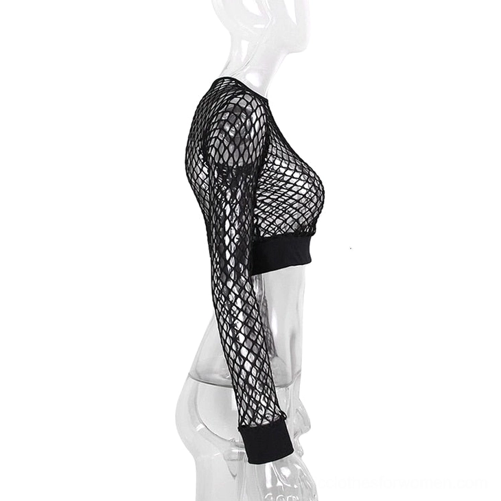 Mesh fishnet crop top alternative fashion styling with dark aesthetic accessories