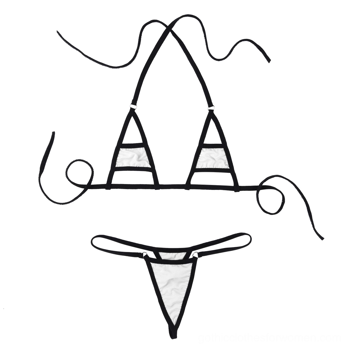 Micro bikini lingerie set back view, demonstrating halter strap configuration and brief design