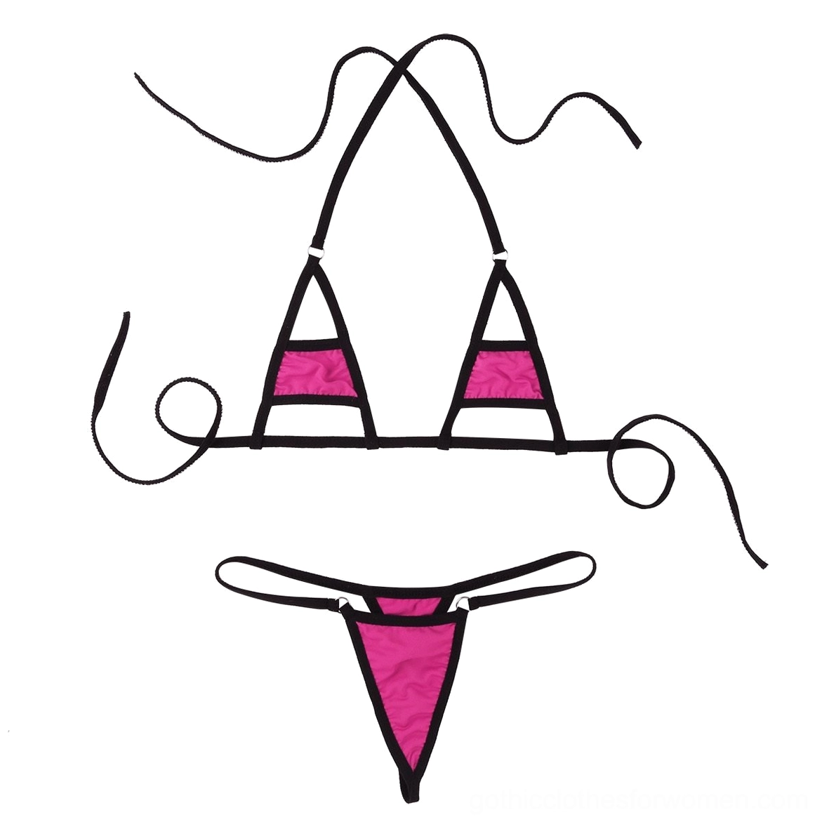 Micro bikini set side view, showcasing adjustable straps and wire-free cup structure
