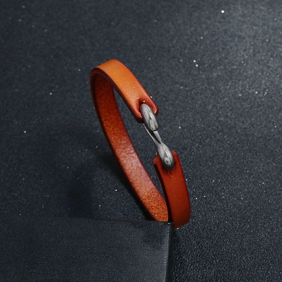 Narrow genuine leather cuff bangle - versatile dark aesthetic bracelet for gothic and alternative style