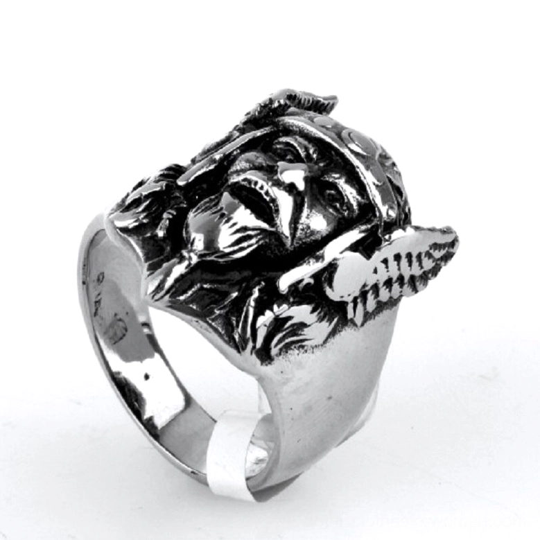 Odin Ring Side Top View - Medieval Viking Ring Inner Structure Stainless Steel