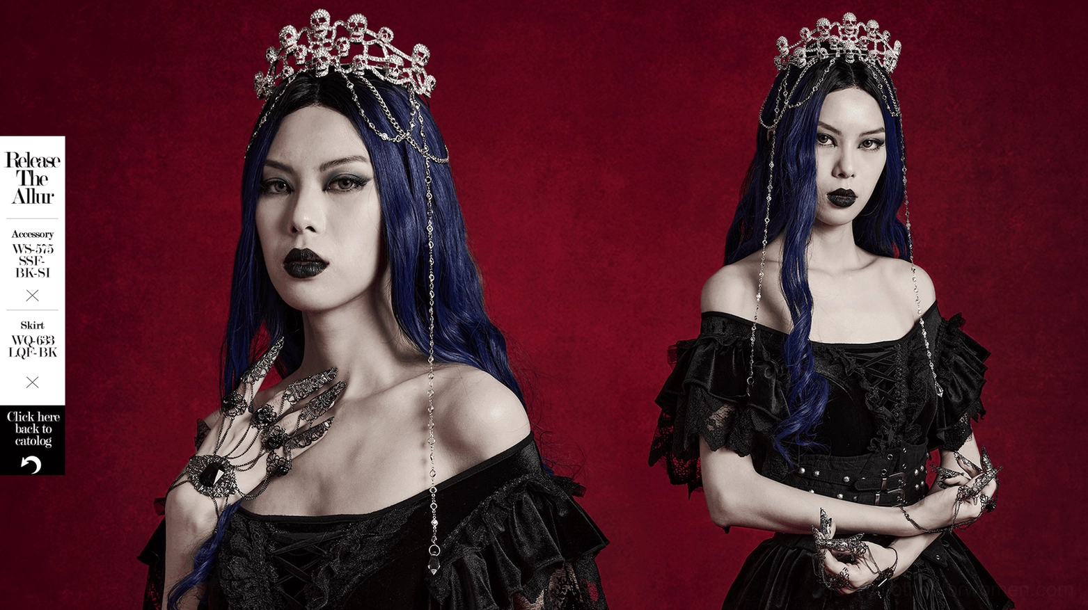 Elegant gothic skull tiara with chain accents showcasing ornate design, crystal pendants, and silver-tone craftsmanship