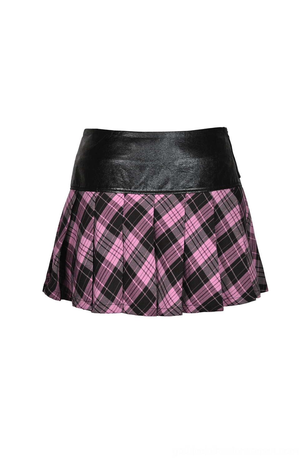 Black-pink plaid gothic mini skirt basic flat lay without decorative charms