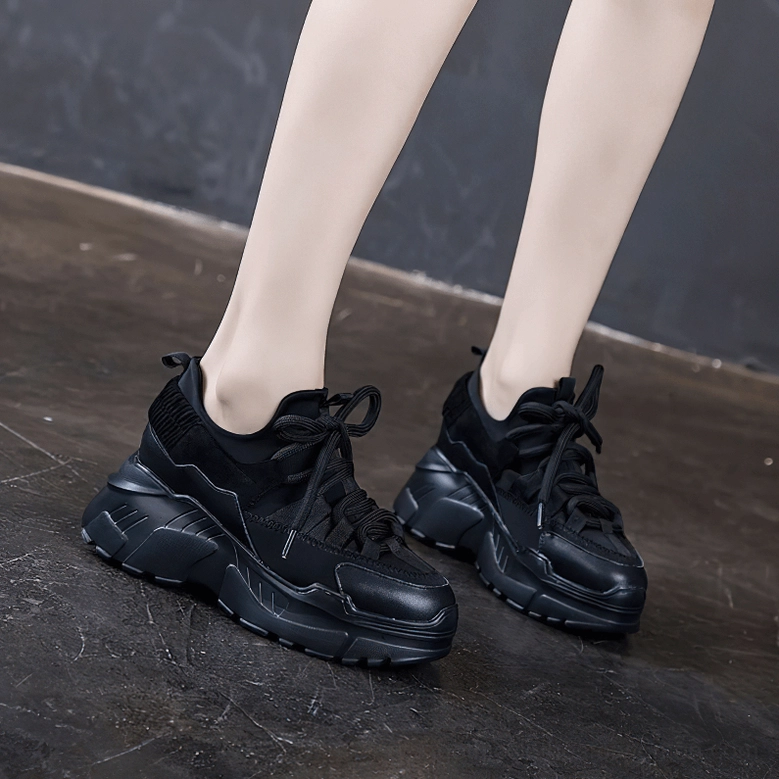 Platform sneaker insole and interior view showing latex cushioning and mesh lining
