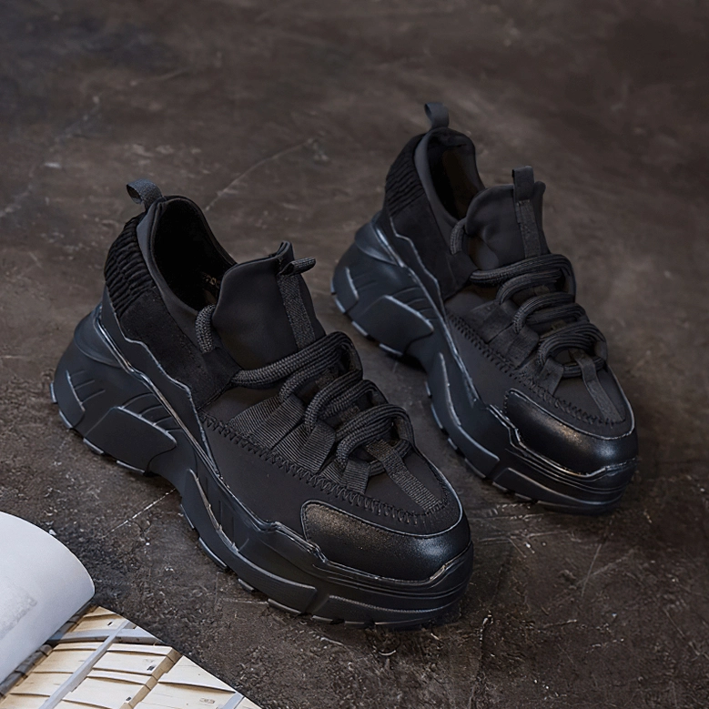 Platform sneaker width and volume detail view demonstrating fit and proportions