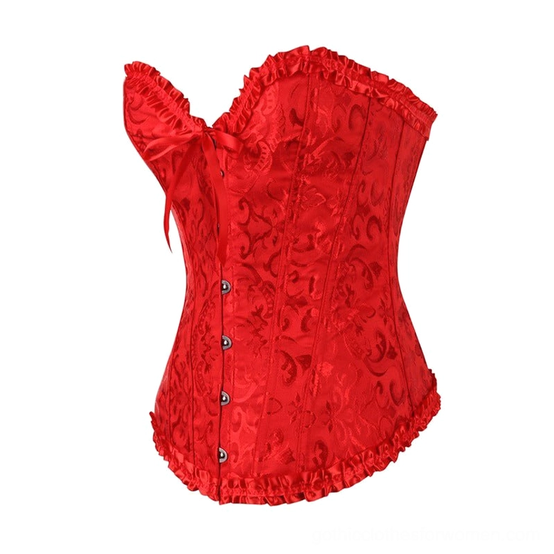 Plus size gothic corset floral pattern bone support structure