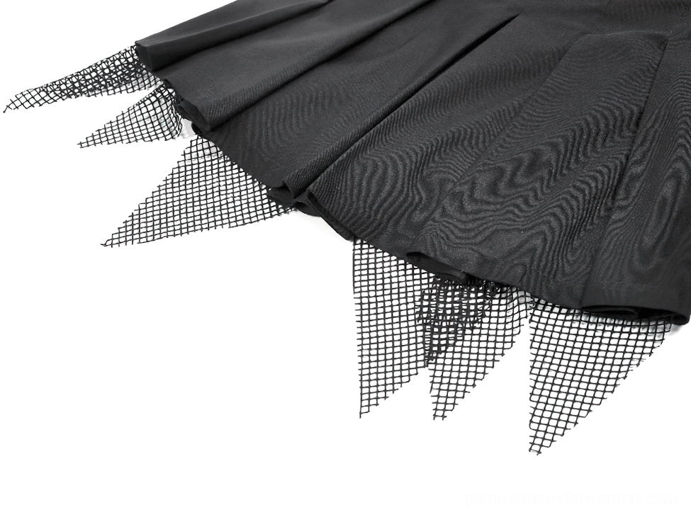 Premium black gothic shorts showing superior construction quality and mesh netting craftsmanship
