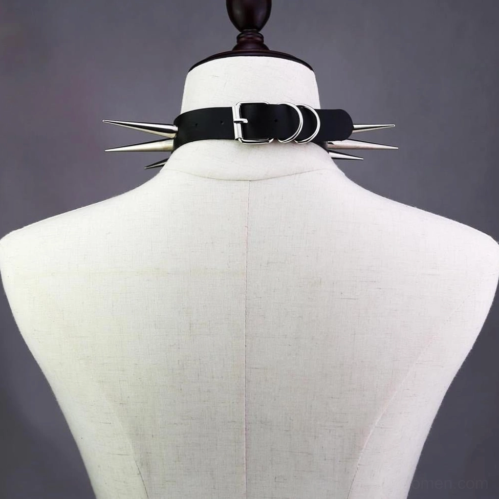 Studded choker necklace punk gothic style showing full product presentation and visual appeal