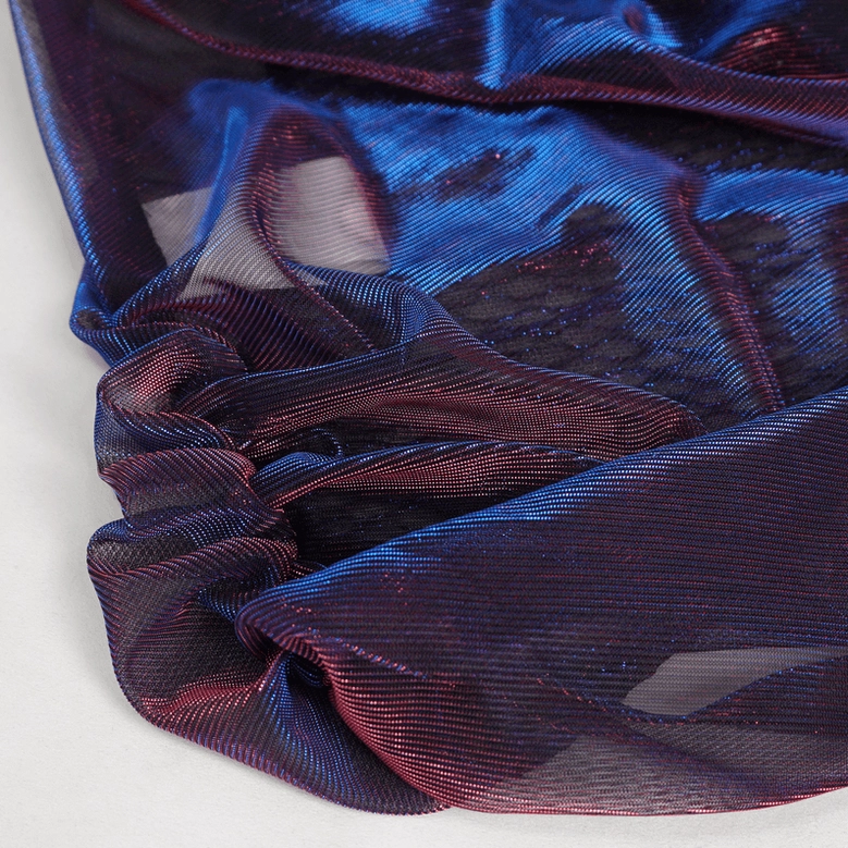Purple sheer mesh gothic crop top styling detail shot