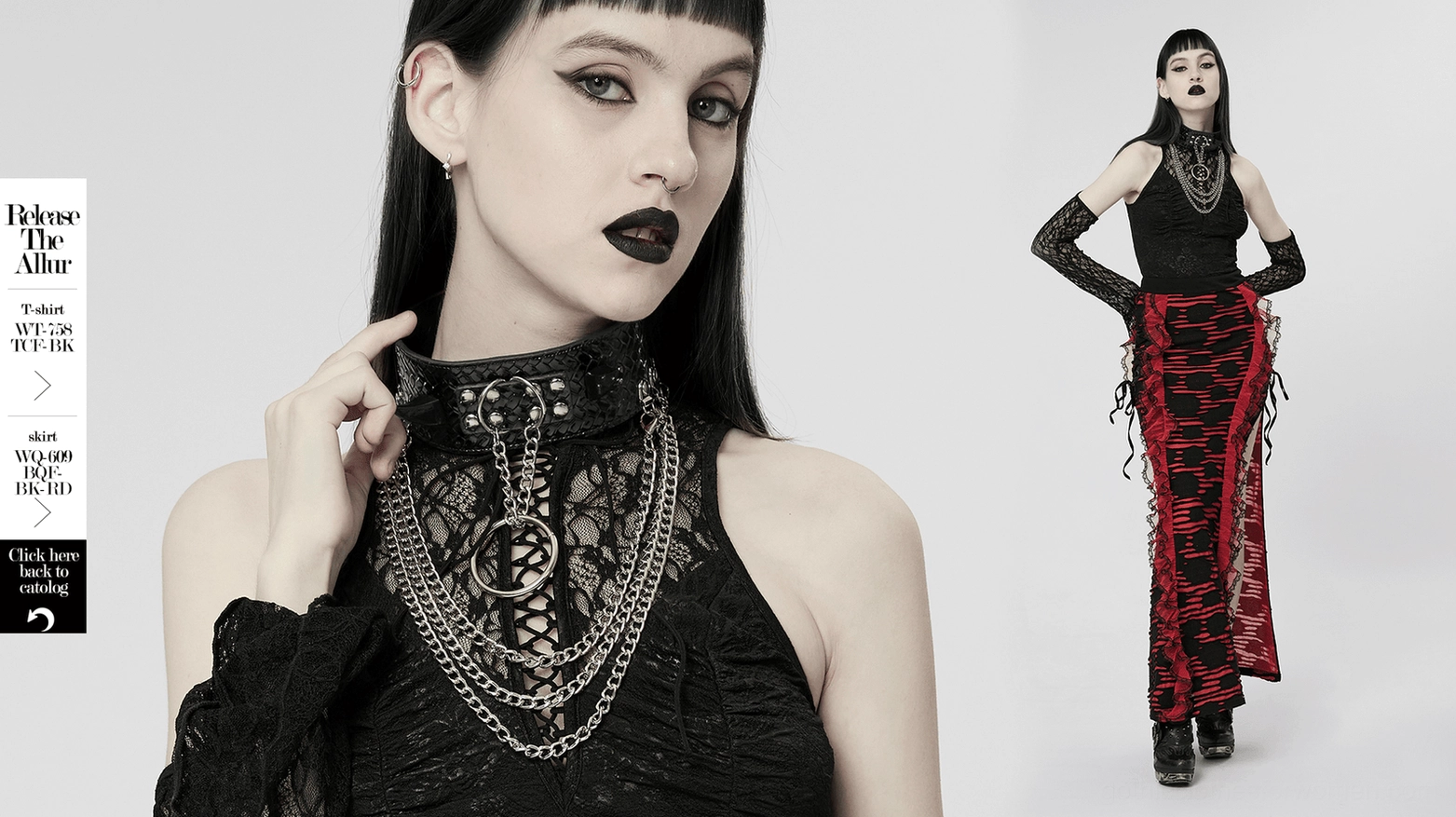 Gothic choker detailed view showing python grain texture, metal rivets and chain construction