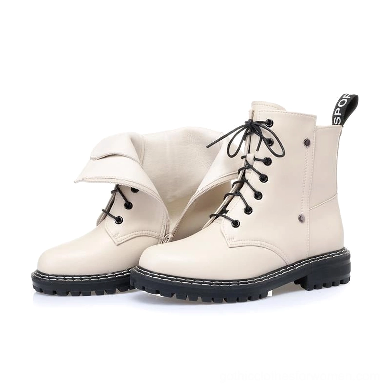 Red wool-lined leather combat boot back heel view with branded pull tab detail