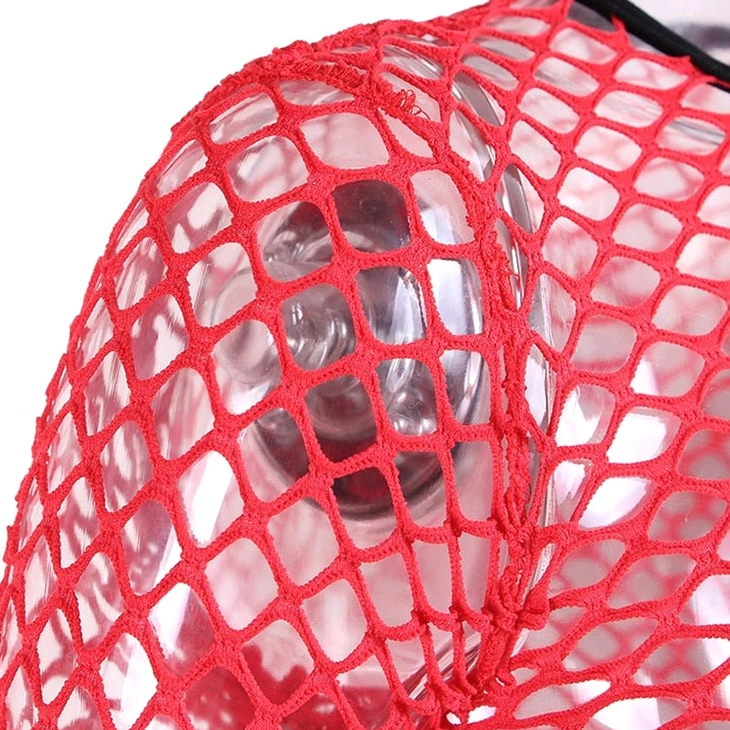 Red mesh fishnet crop top alternative fashion styling, goth casual wear look