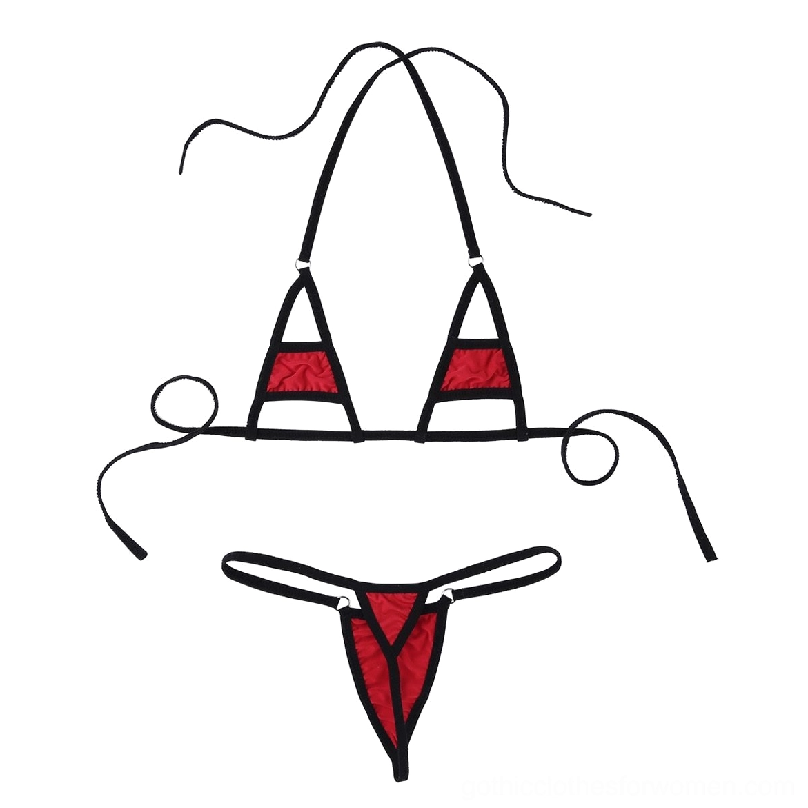 Red one-size micro bikini set, classic gothic red aesthetic with bold minimalist brief design