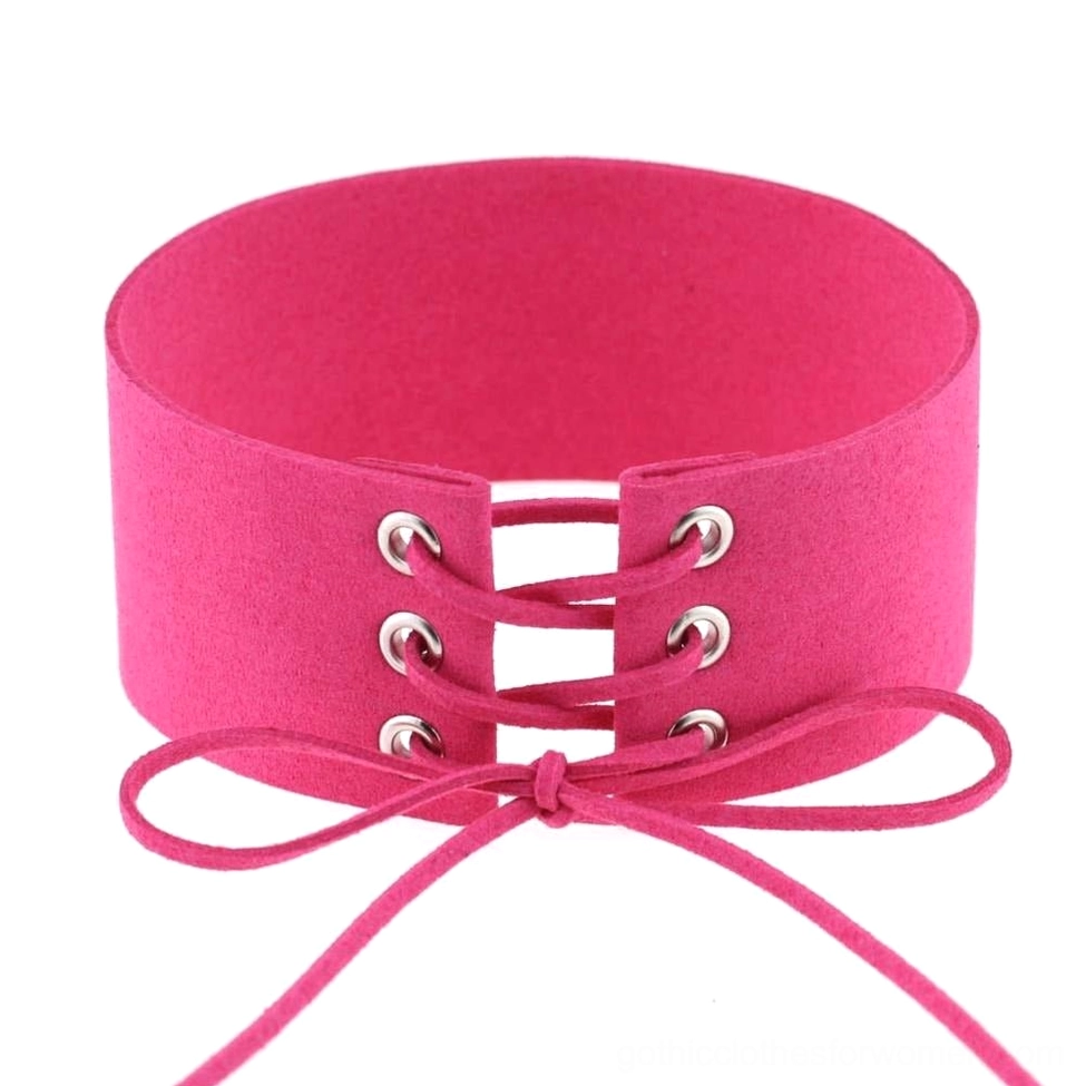 Rose-toned lace-up velvet choker necklace, soft gothic alternative jewelry