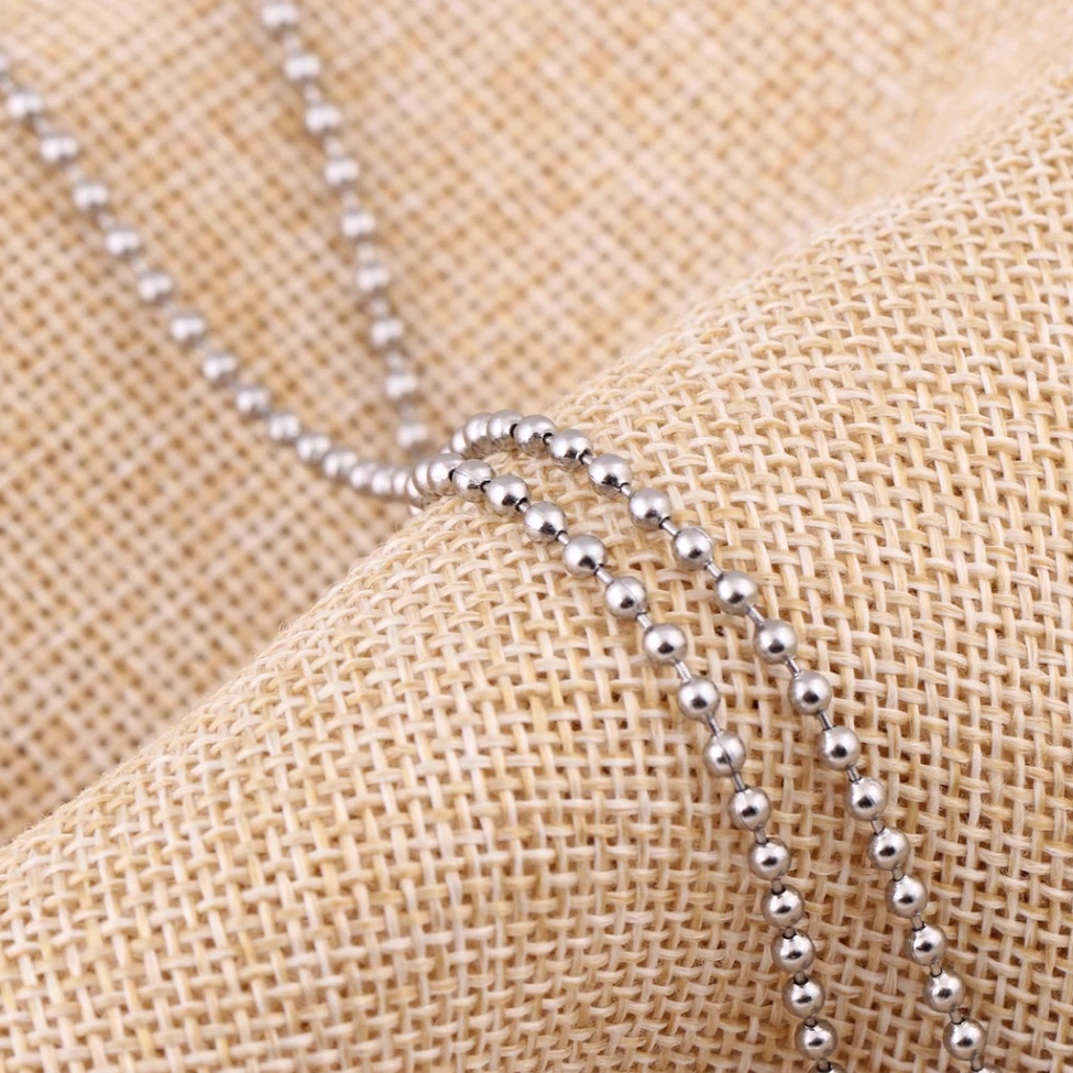 Polished Silver Ball Link Chain for Gothic Necklace - Close-up Flat View Showing Antique Silver Tone Finish and Clasp