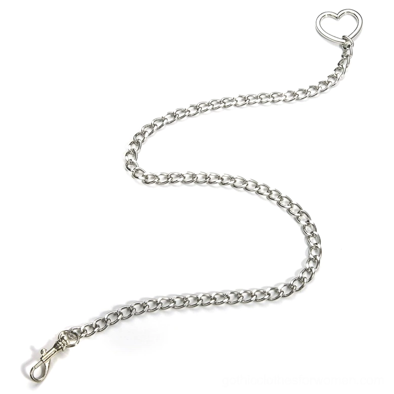 Silver curb chain choker necklace with heart-shaped clasp and lobster claw closure detail