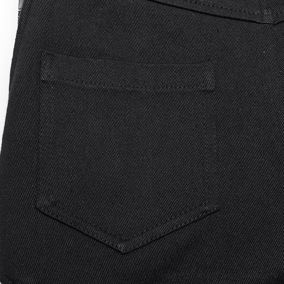 Back pocket detail of black gothic skeleton pants - V-cut jeans-style pocket