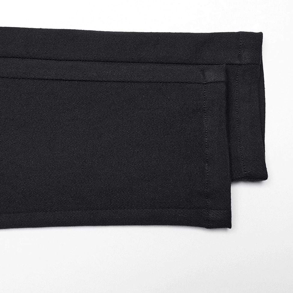 Black gothic skeleton pants fabric and waistband detail - twill weave close-up