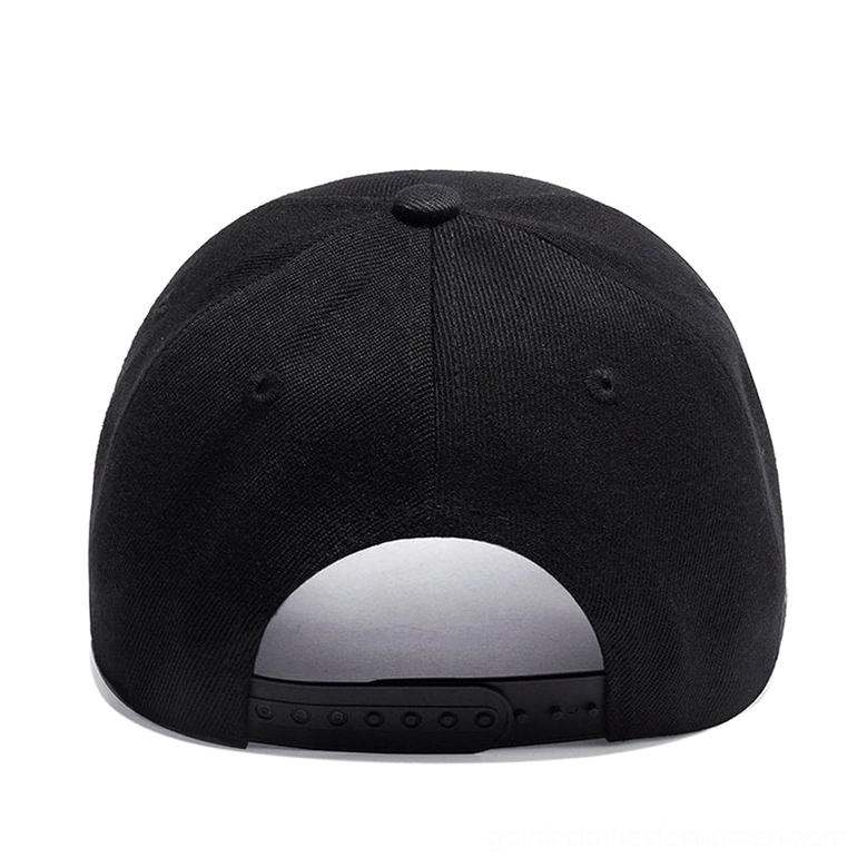 Gothic skull baseball cap back view - adjustable snapback closure with crown ventilation holes