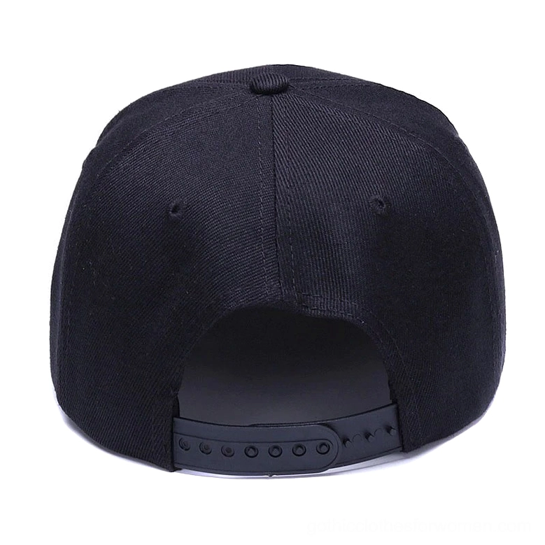 Skull embroidered snapback baseball cap gothic aesthetic - alternative fashion unisex