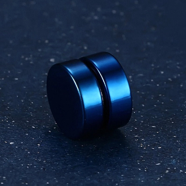 Sleek polished magnetic stud earring, round stainless steel gothic non-pierce alternative jewelry