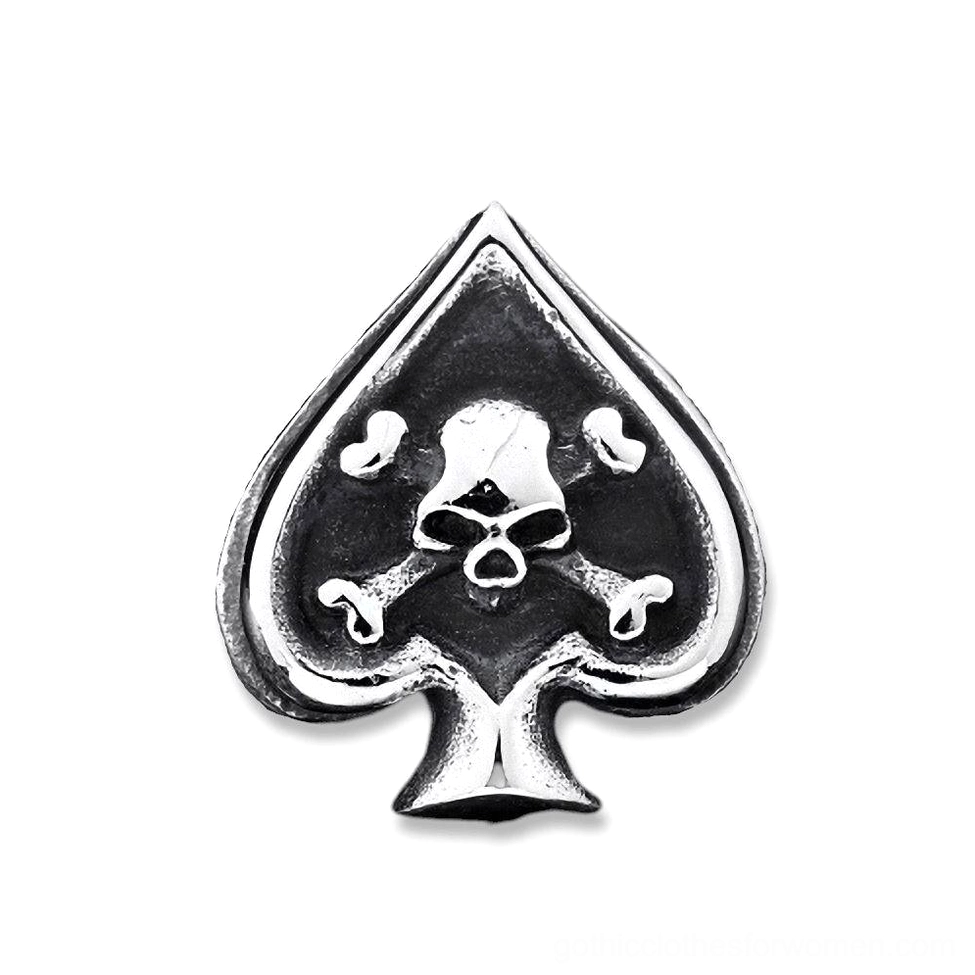 Compact spade skull gothic ring front flat view small scale design detail