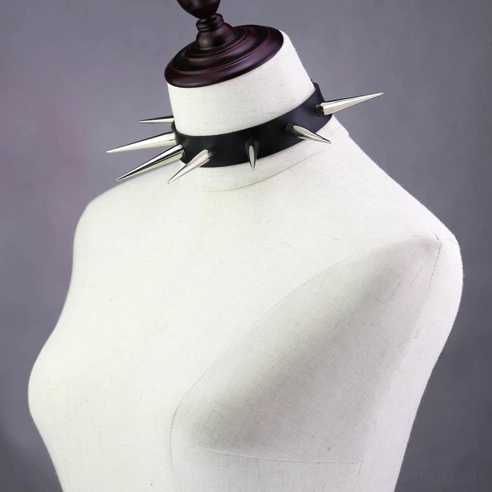 Spiked choker necklace alternative fashion jewelry showing overall aesthetic and spike arrangement pattern