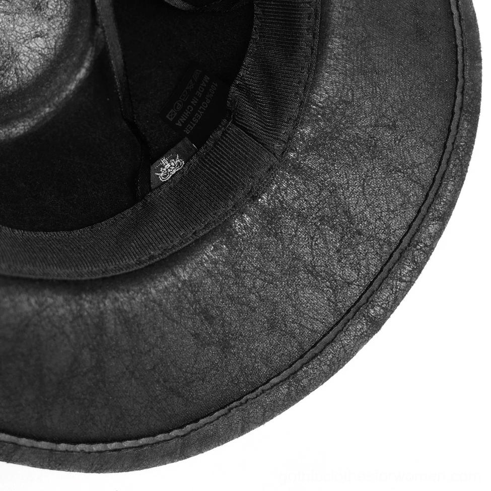 Spiked gothic cowboy hat rear view showing back crown and spike decoration placement