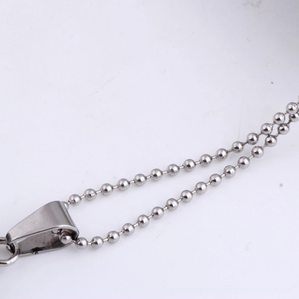 Stainless steel bead chain necklace side view with dragon claw pendant connection clasp