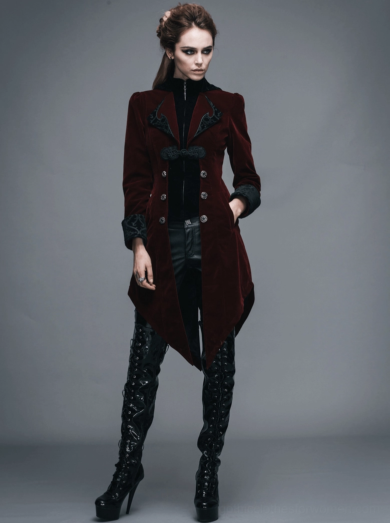 Steampunk velvet coat cuff and sleeve detail - embroidered trims and metal hardware