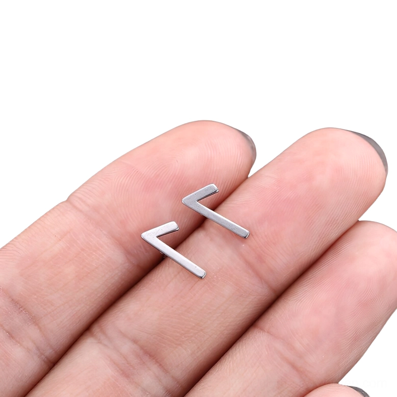 Symbolic gothic rune stud earring in silver, stainless steel minimalist design with mystical appeal