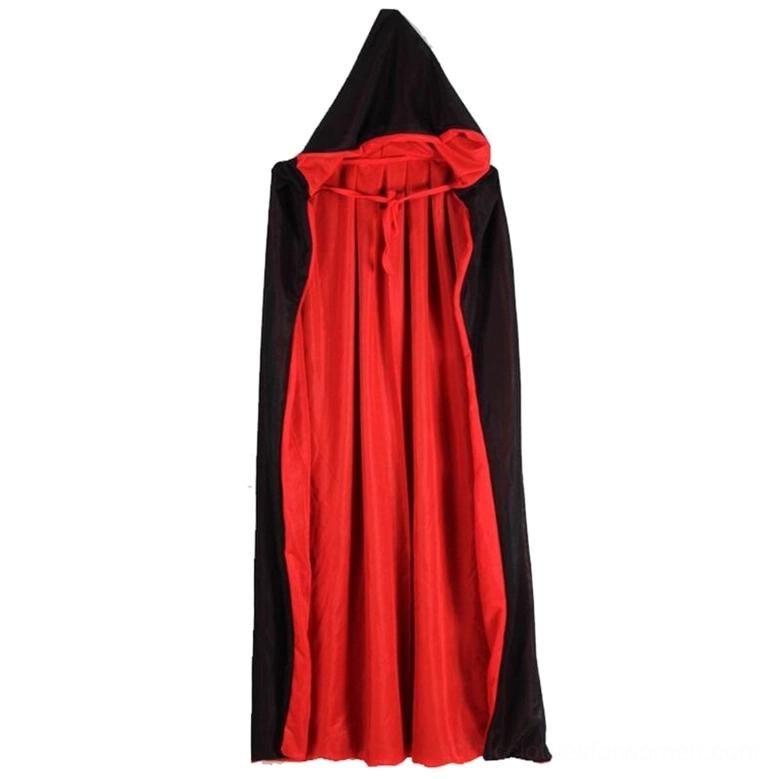 Reversible vampire cape back view with red inner lining visible, gothic style cloak