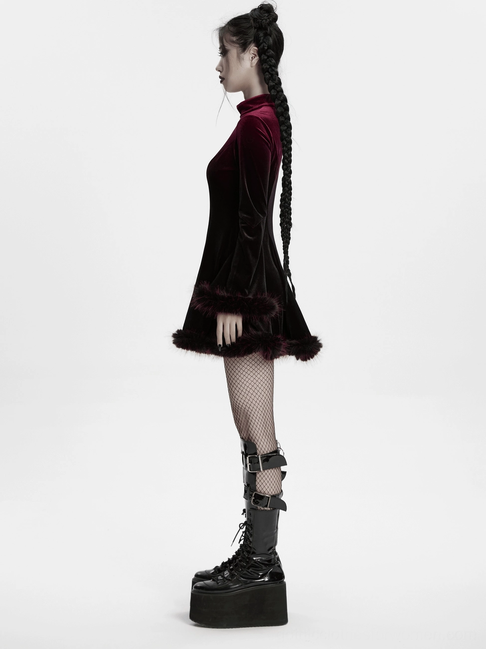Ombre velvet gothic mini dress full length model styling alternative fashion