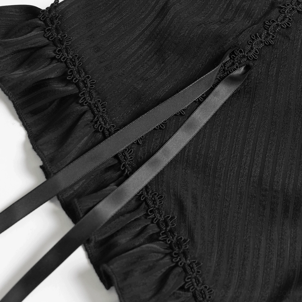 Victorian lace blouse showcasing fitted waist construction and theatrical ruffled sleeve silhouette