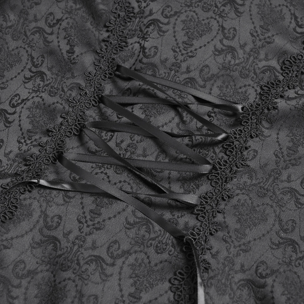 Side View Close-Up of Black Victorian Gothic Blouse - Fitted Silhouette and Sleeve Construction