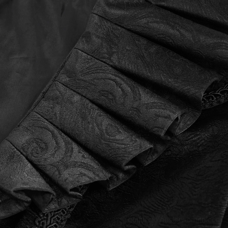 Victorian gothic ruffled collar jacket with flared sleeves, full product overview showing complete design architecture