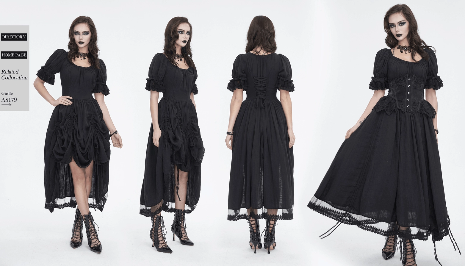 Victorian lace-up dress back detail drawstring tassel accent