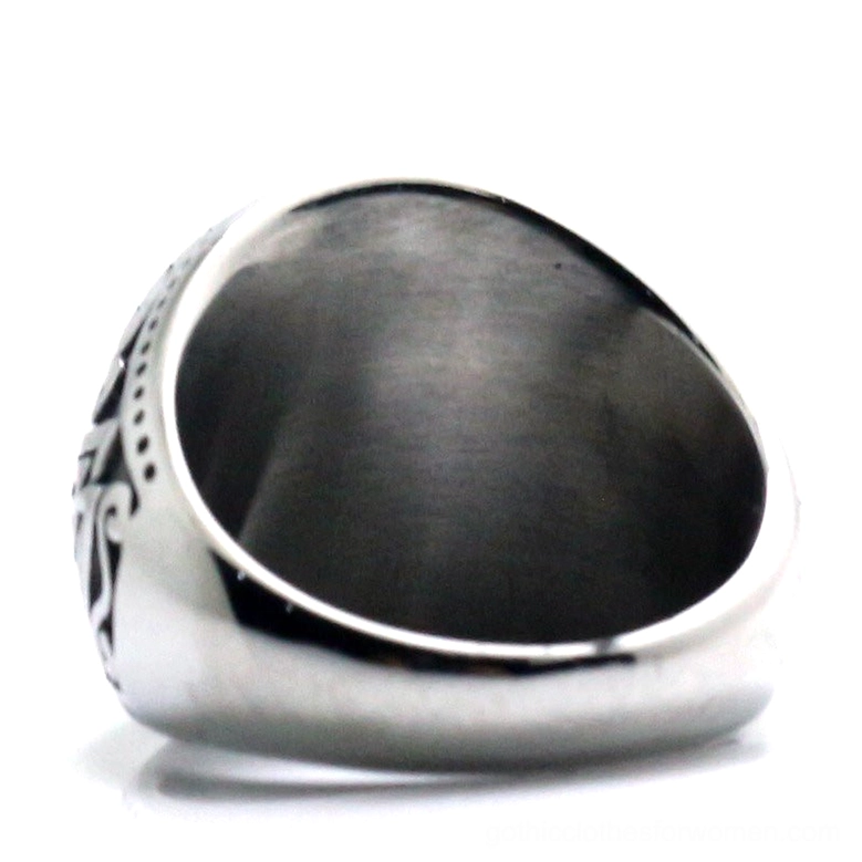 Viking ring interior view polished stainless steel inner band smooth comfortable wear