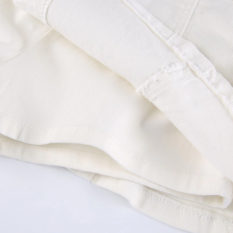 High-waist cargo mini skirt white version front view showcasing clean aesthetic and fit