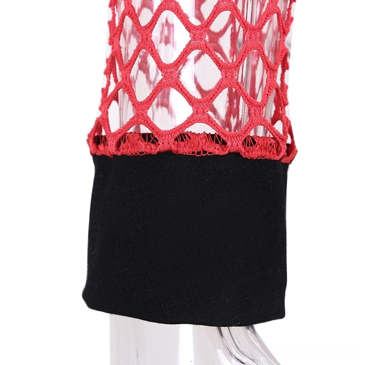 White mesh fishnet crop top with see-through design, paired with dark bottoms aesthetic
