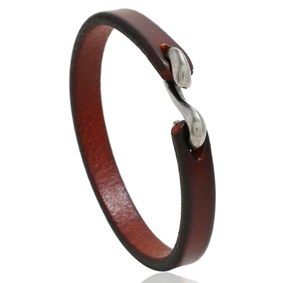 Wine red burgundy genuine leather narrow cuff bracelet with antique silver clasp - romantic goth style