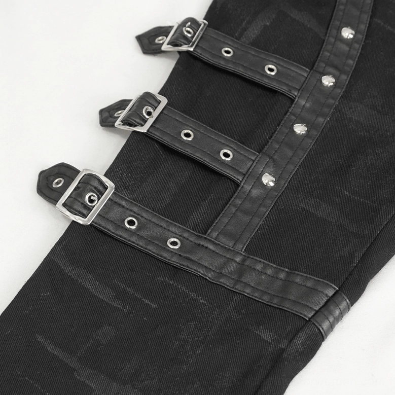 Black multi-buckle gothic pants alternative fashion styling inspiration, industrial punk aesthetic