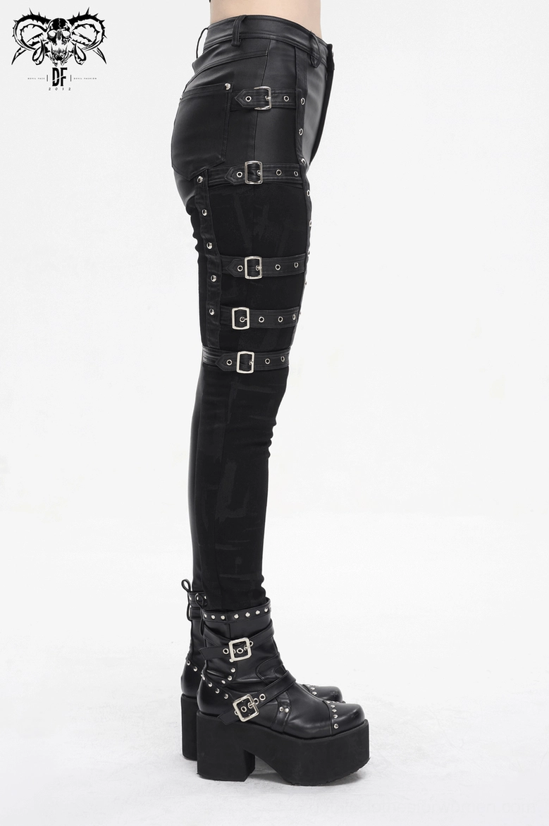 Black gothic splice pants industrial cyber aesthetic, futuristic alternative fashion inspiration