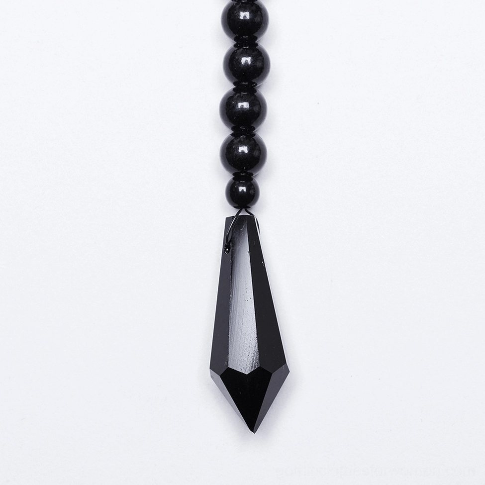 Gothic women's black pearl skull body harness chain complete product display and styling reference